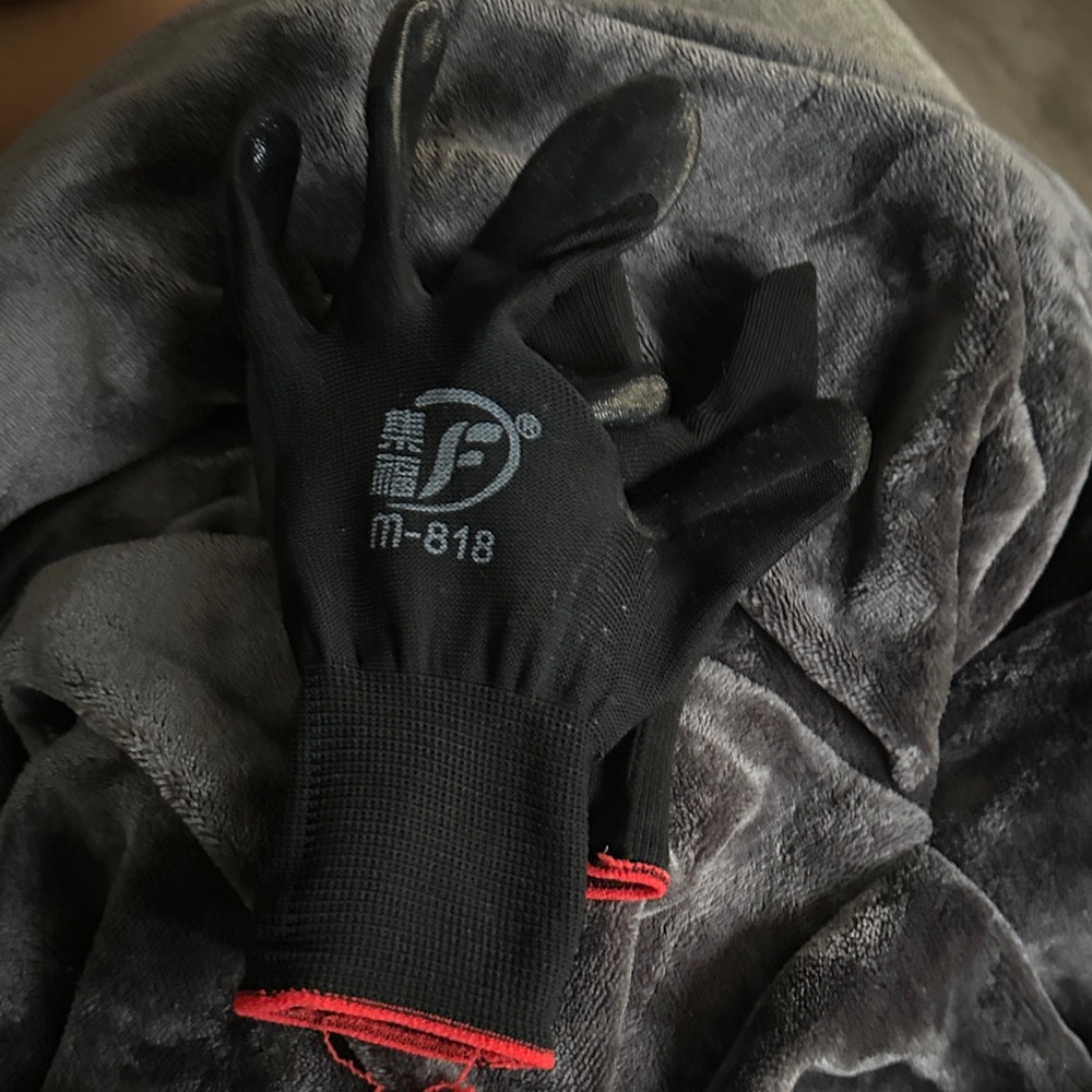 Black Work Gloves with Red Trim